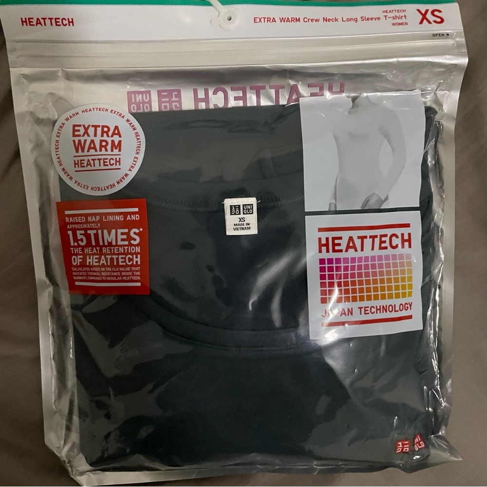 Uniqlo HEATTECH Extra Warm Crew Neck Long Sleeve Dark Green XS